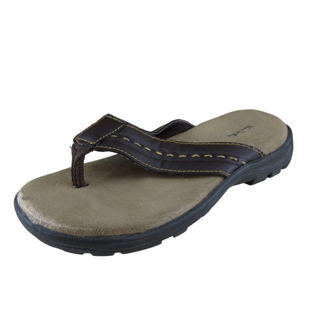 Thom McAn Sz 8 Flip Flop Sandals Brown Synthetic Men‎ Slip On